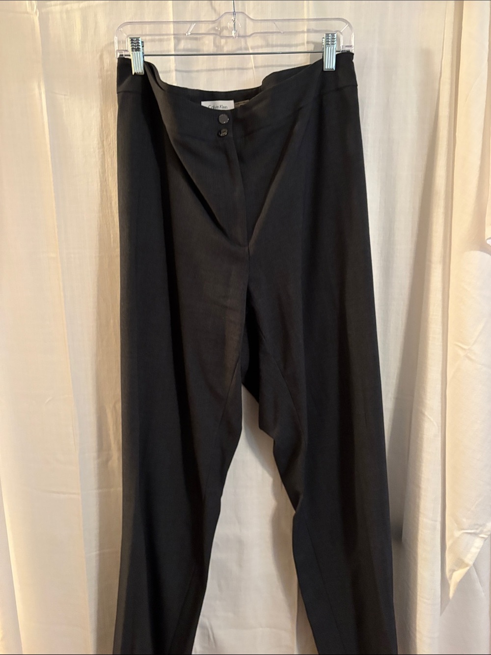 Calvin Klein gray High-Waist Trousers with Dual Button Waist
